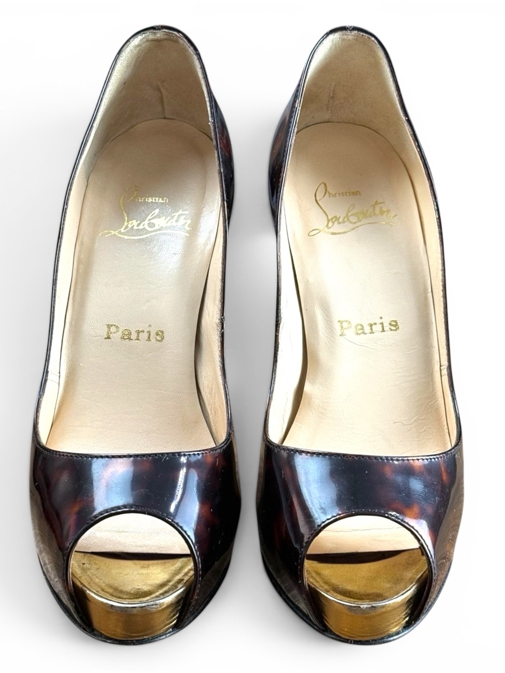 Christian Louboutin Very Privé pumps in dark brown tortoise patent leather - Picture 2 of 9